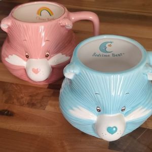1980s VTG Bedtime and Cheer Care Bear Mugs. HTF